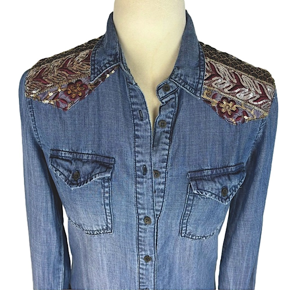 Desigual bedazzled denim shirt